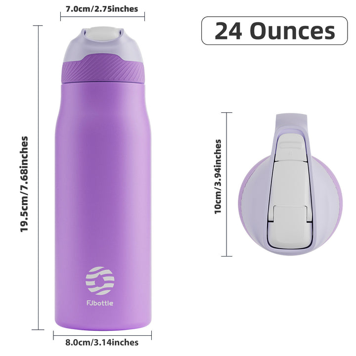 Clearance Sale, 710ml Insulated Stainless Steel Water Bottle with Straw, Black &amp; Orange