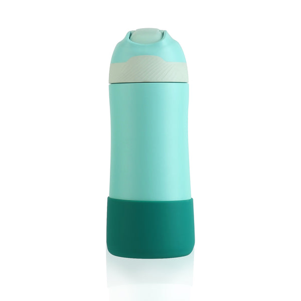 400ml stainless steel drinking bottle with straw for children, green 