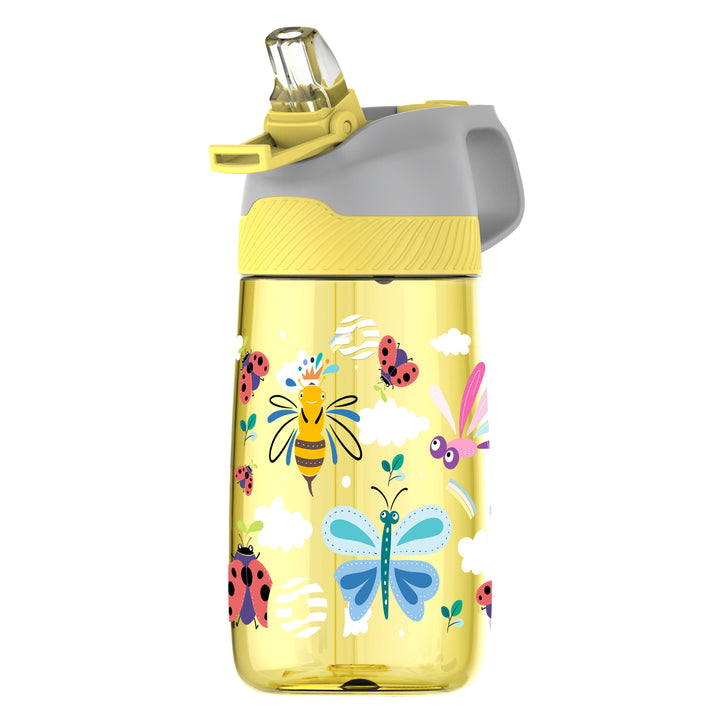 Gourde Tritan pour enfants avec paille 450ml, Insecte Jaune	