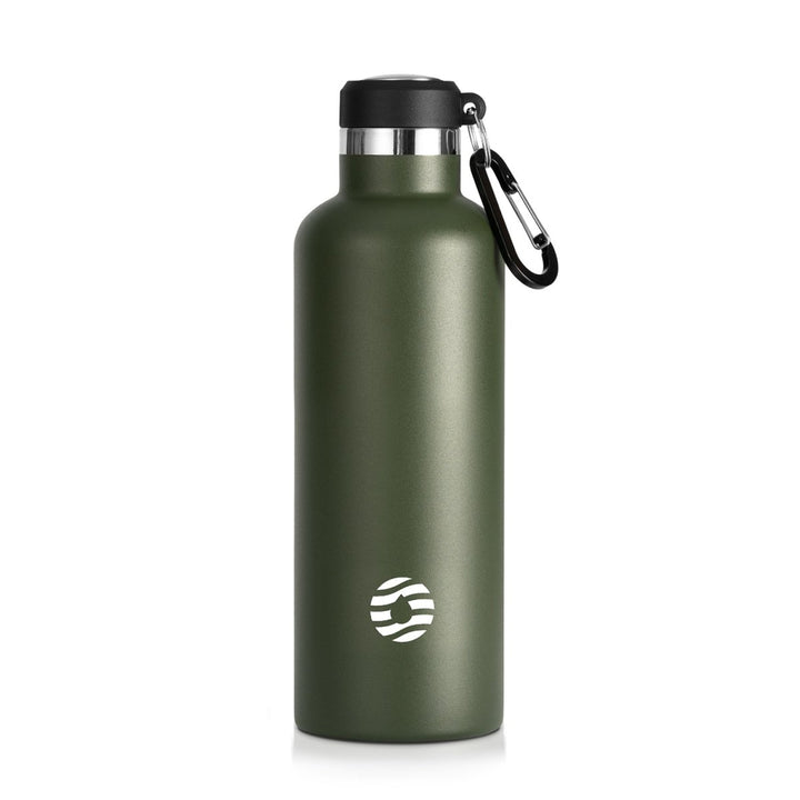 Double Wide Mouth Trinkflasche 750ml, Mit Stofftasche, Dunkelgrün - FJBottle-German